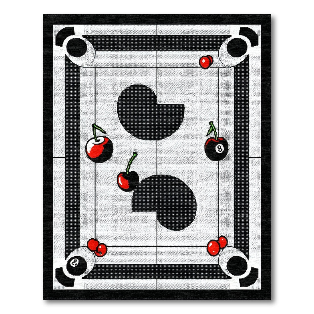 Black White Cherry 8-Ball Area Rug