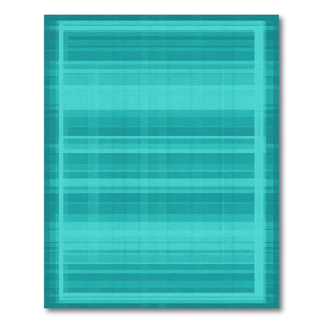Aqua Blue Striped Square Frame Rug