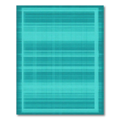 Aqua Blue Striped Square Frame Rug