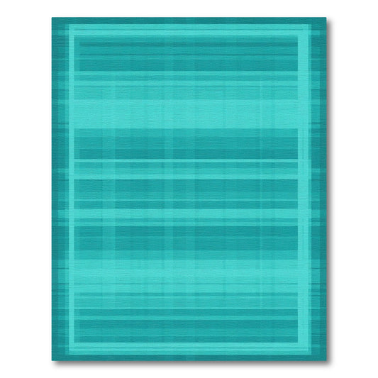 Aqua Blue Striped Square Frame Rug