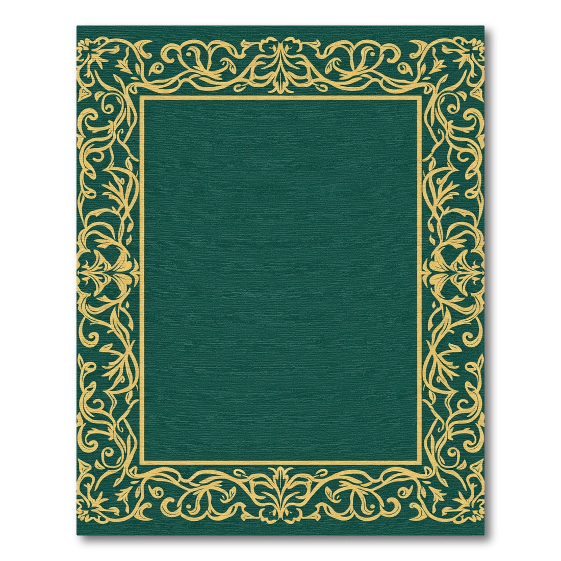 Ornate Gold Vine Border Emerald Center Rug