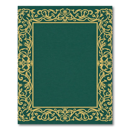 Ornate Gold Vine Border Emerald Center Rug