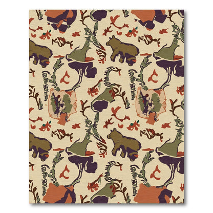 Woodland Bear And Foliage Ochre Rug