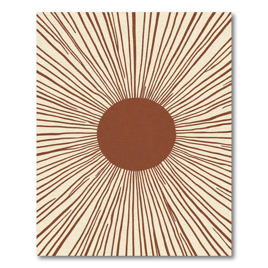 Terracotta Sunburst Rays Rug