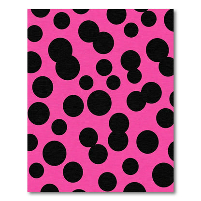 Hot Pink Black Polka Dots Rug