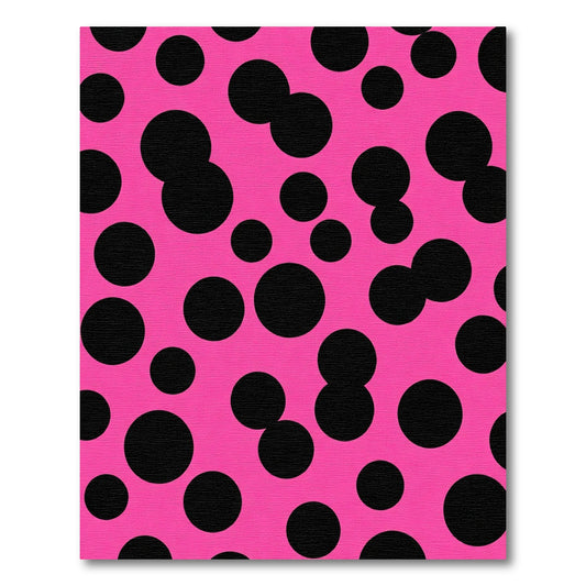 Hot Pink Black Polka Dots Rug