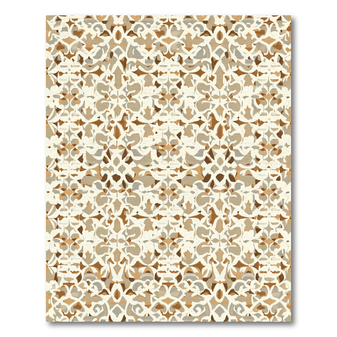 Cream Brown Arabesque Lattice Rug