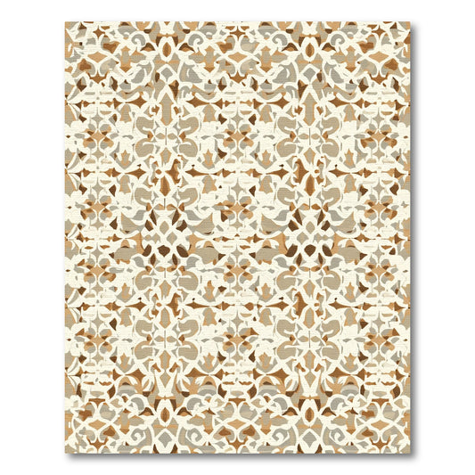 Cream Brown Arabesque Lattice Rug
