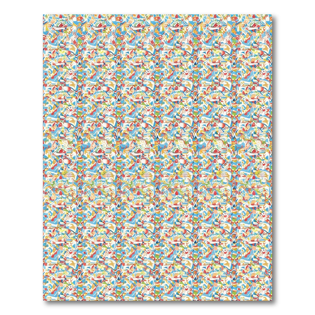 Abstract Swirls Blue Yellow Red Rug