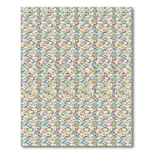 Abstract Swirls Blue Yellow Red Rug