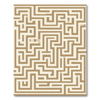 Golden Beige Maze Geometric Rug