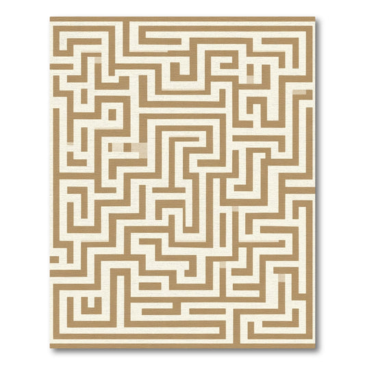 Golden Beige Maze Geometric Rug