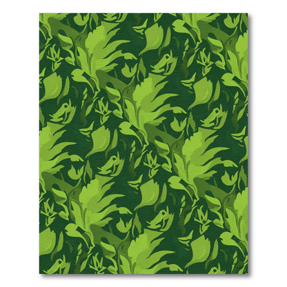 Emerald Green Abstract Botanical Swirls Rug