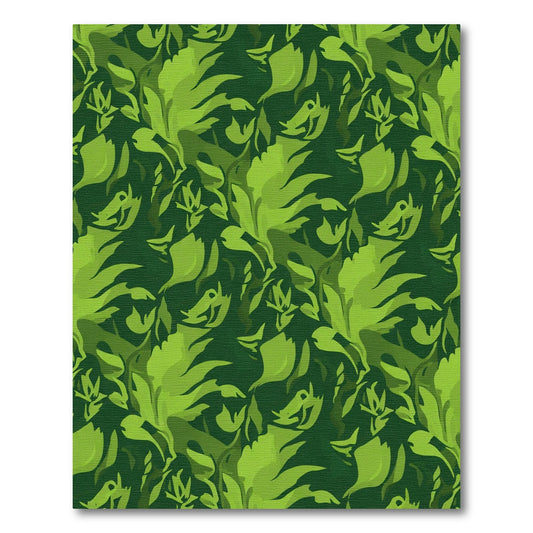 Emerald Green Abstract Botanical Swirls Rug