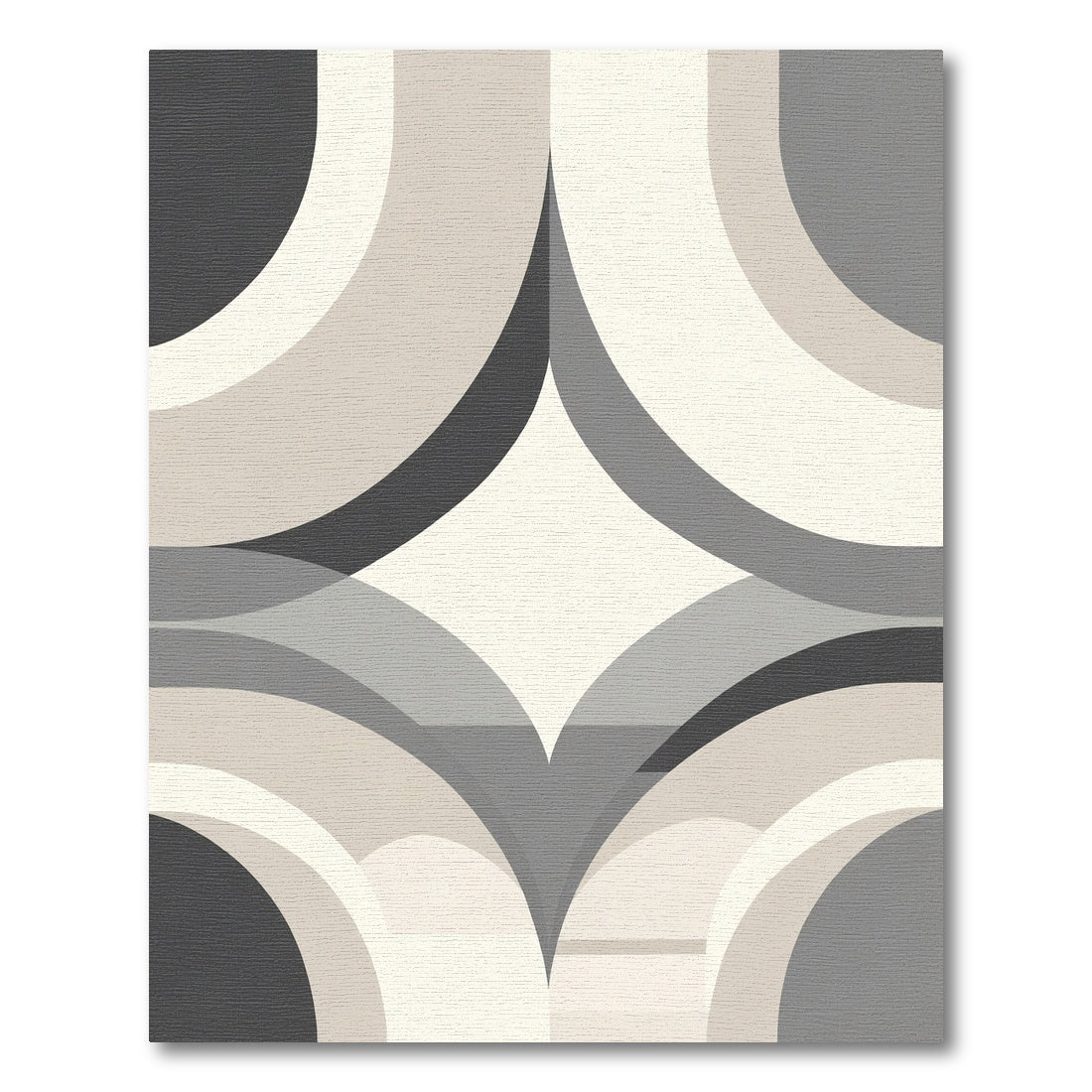 Neutral Gray Geometric Arch Overlay Rug
