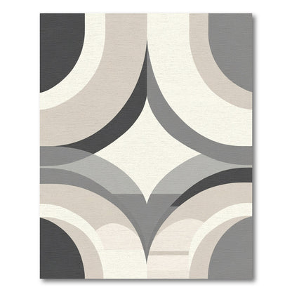 Neutral Gray Geometric Arch Overlay Rug