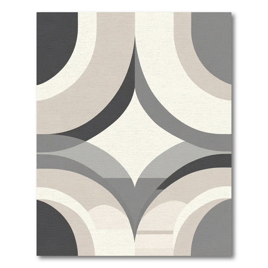 Neutral Gray Geometric Arch Overlay Rug