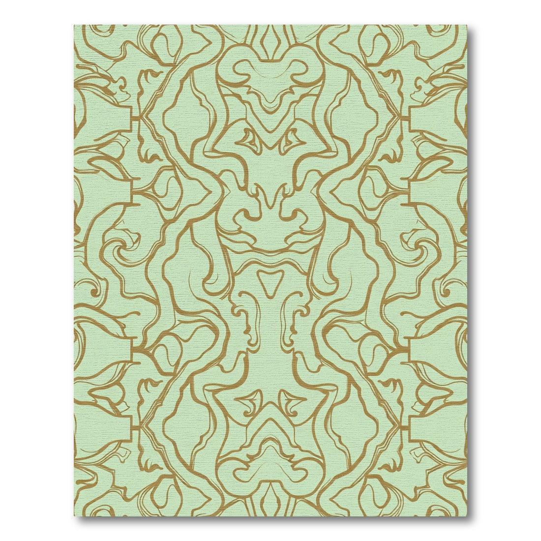 Amber Swirls on Pale Green Rug
