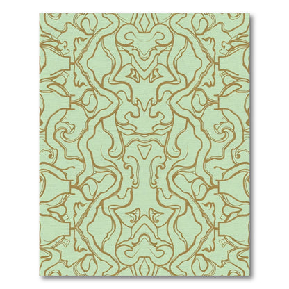 Amber Swirls on Pale Green Rug