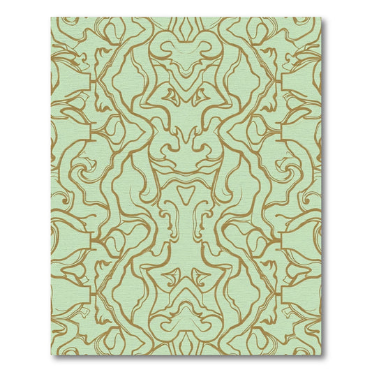 Amber Swirls on Pale Green Rug