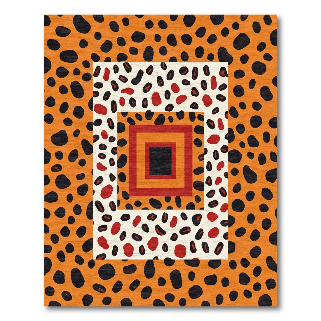 Bold Orange Cheetah Squares Rug