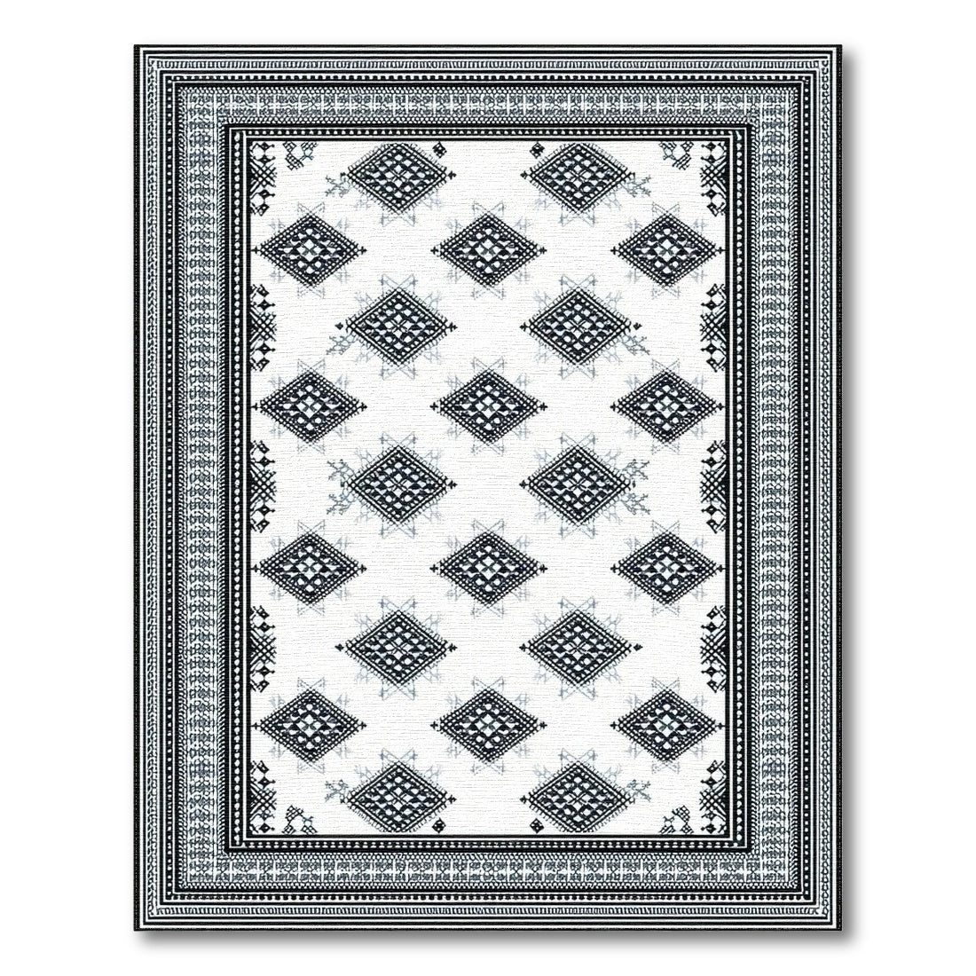 Black White Heritage Tribal Area Rug
