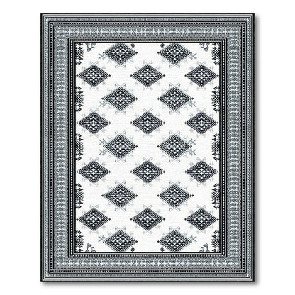 Black White Heritage Tribal Area Rug