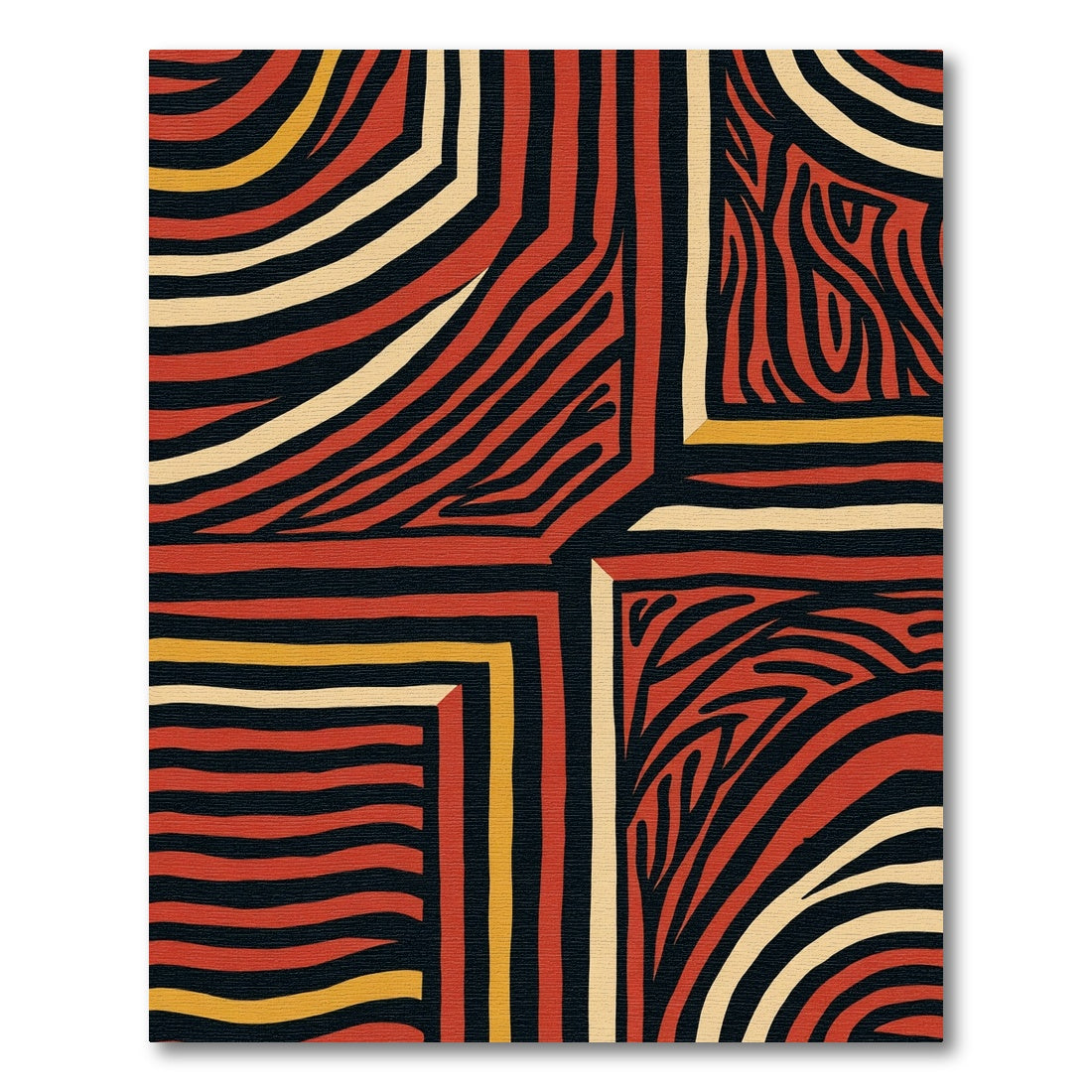 Bold Red Abstract Woven Stripes Rug