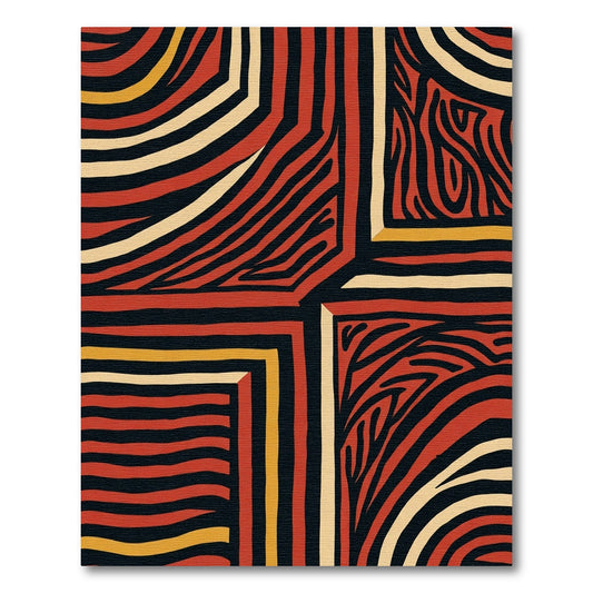 Bold Red Abstract Woven Stripes Rug