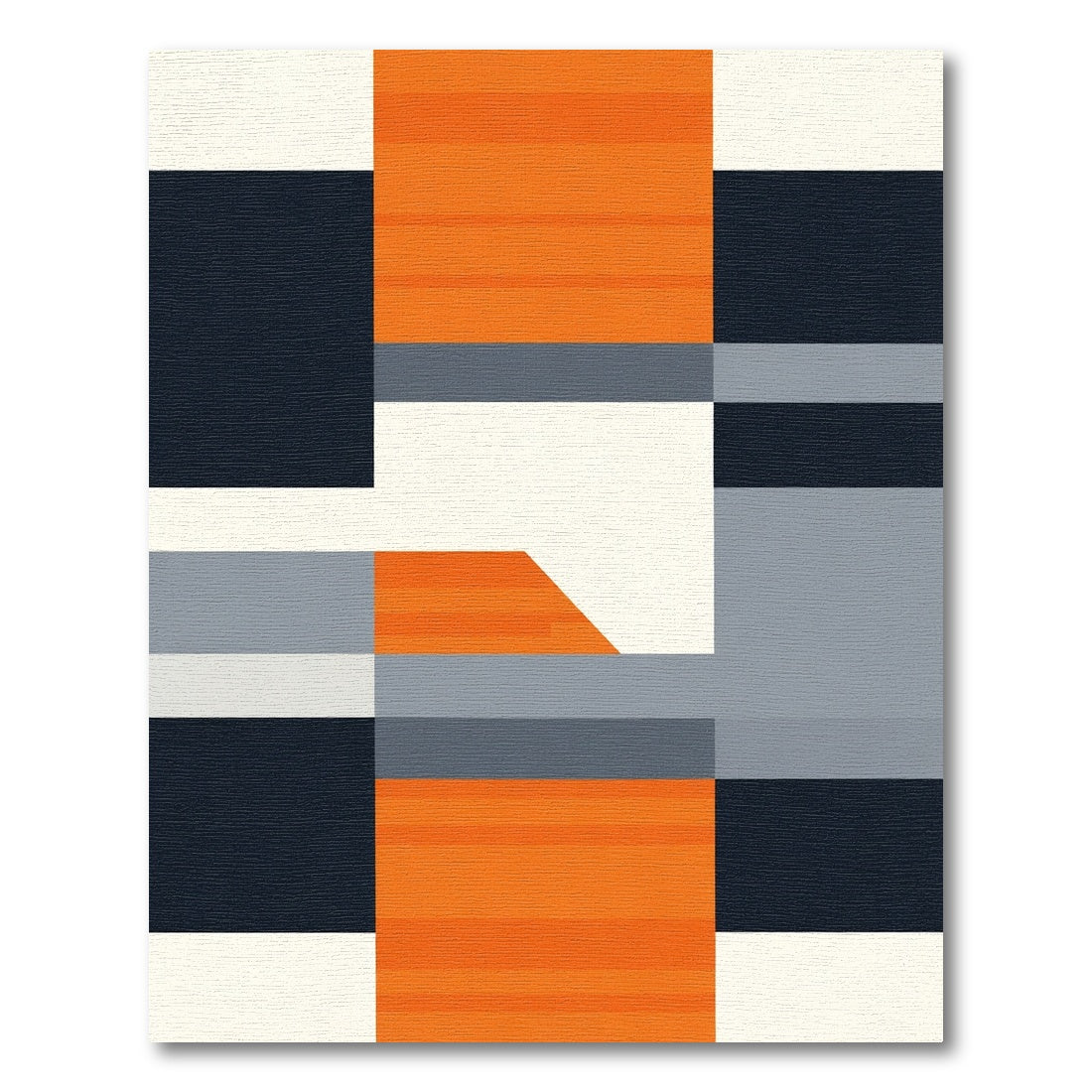 Bold Orange Gray Geometric Blocks Rug