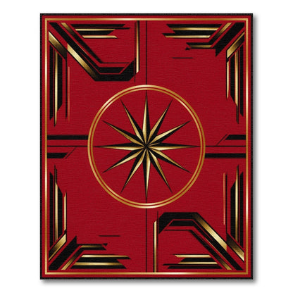 Geometric Modern Red Gold Starburst Geometric Area Rug