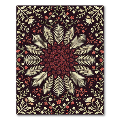 Elegant Crimson Rose Mandala Garden Rug