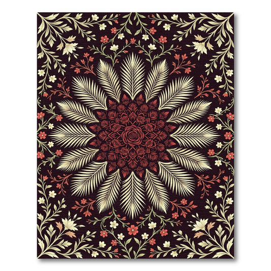 Elegant Crimson Rose Mandala Garden Rug