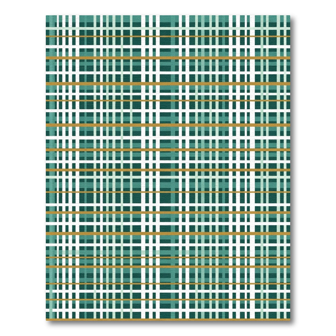 Teal Gold White Plaid Check Rug