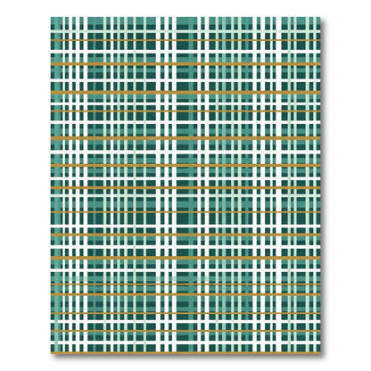 Teal Gold White Plaid Check Rug