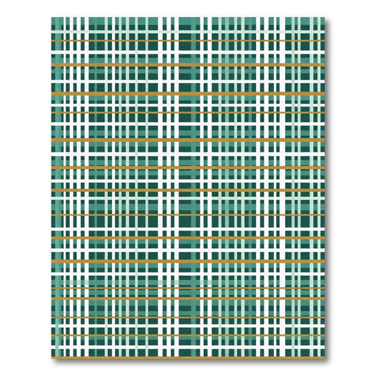 Teal Gold White Plaid Check Rug