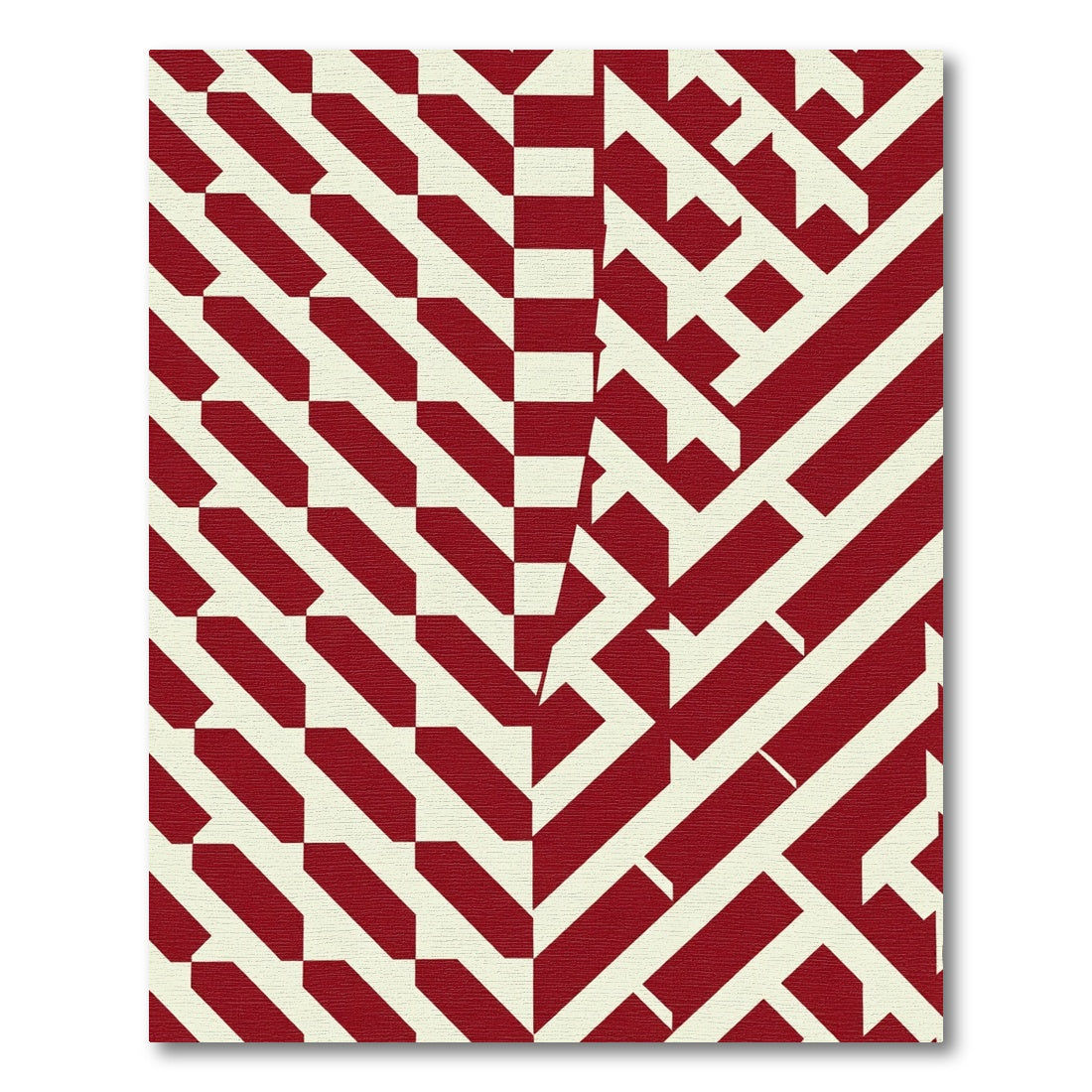 Red Cream Geometric Maze Rug