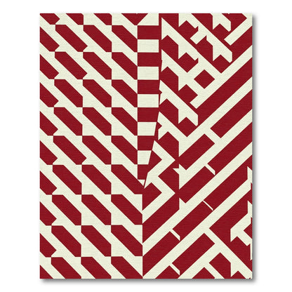 Red Cream Geometric Maze Rug