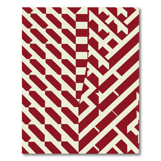 Red Cream Geometric Maze Rug