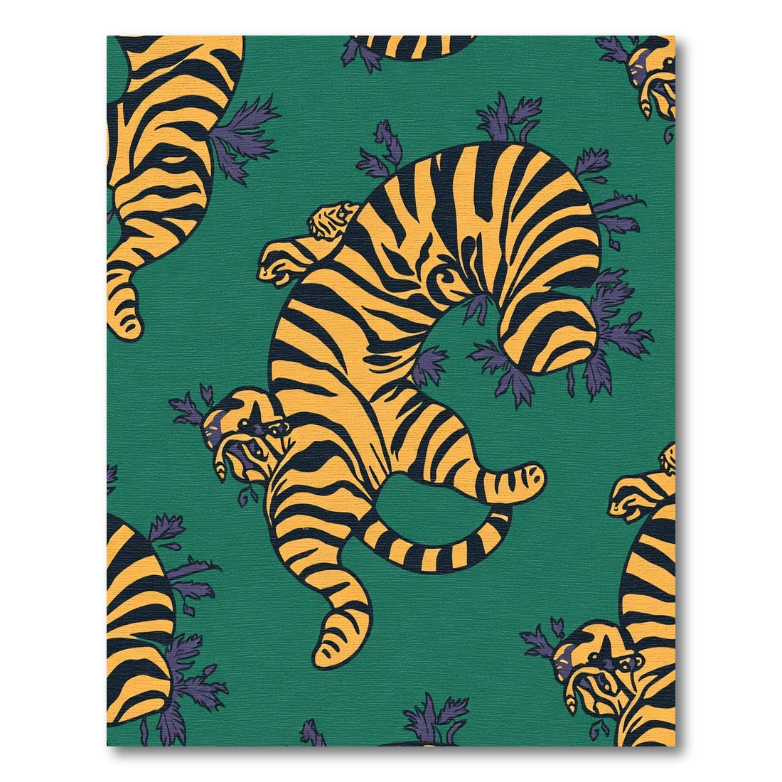 Bold Amber Tiger Emerald Foliage Rug