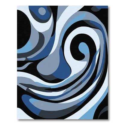 Cool Blue Swirling Abstract Waves Rug