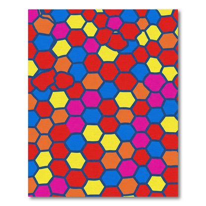 Vibrant Multicolored Hexagon Tessellation Rug