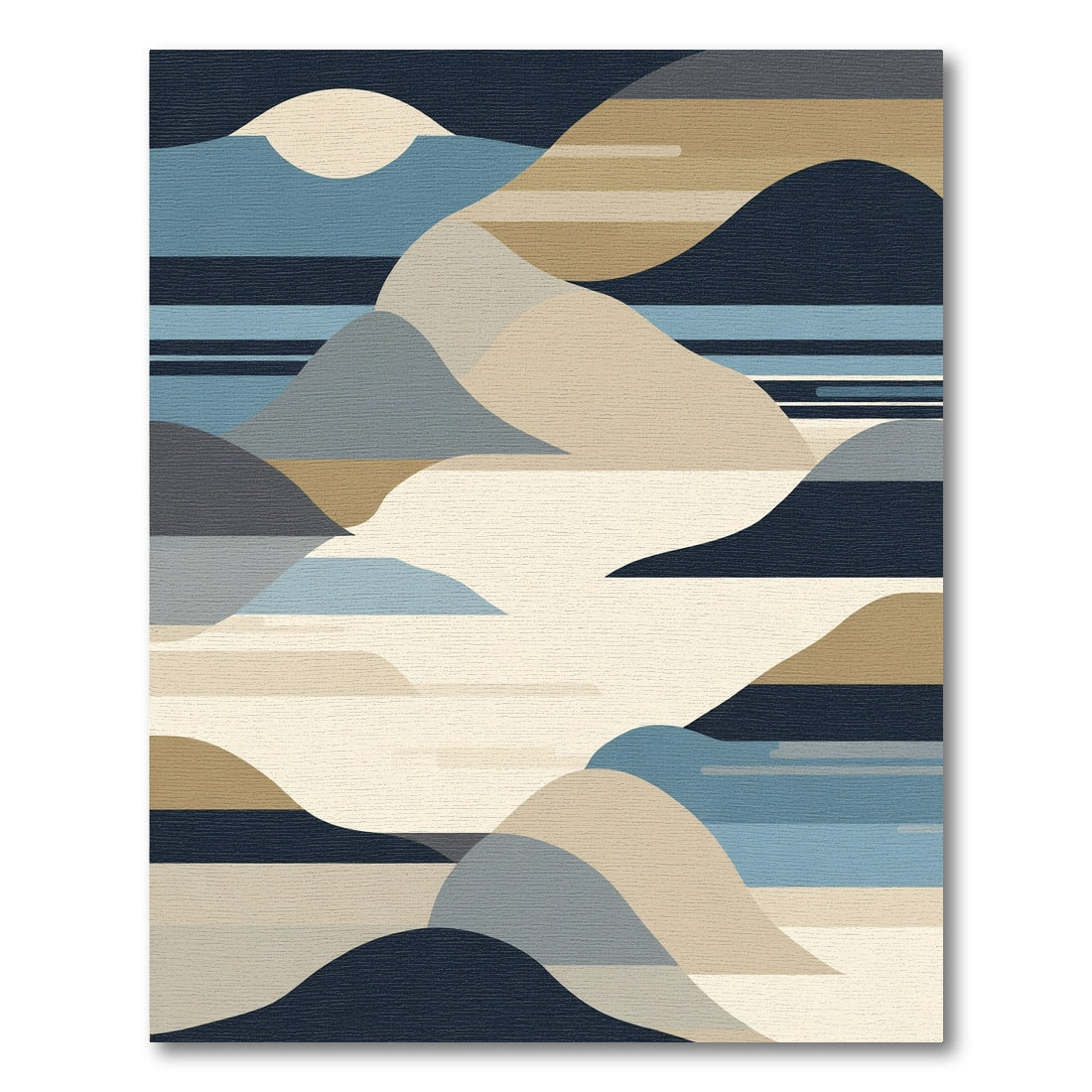 Abstract Blue Tan Sand Dune Landscape Rug