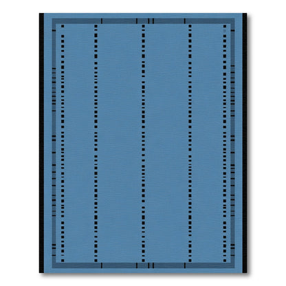 Cool Blue Vertical Dash Stripe Grid Rug