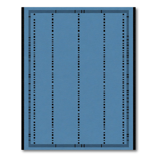Cool Blue Vertical Dash Stripe Grid Rug