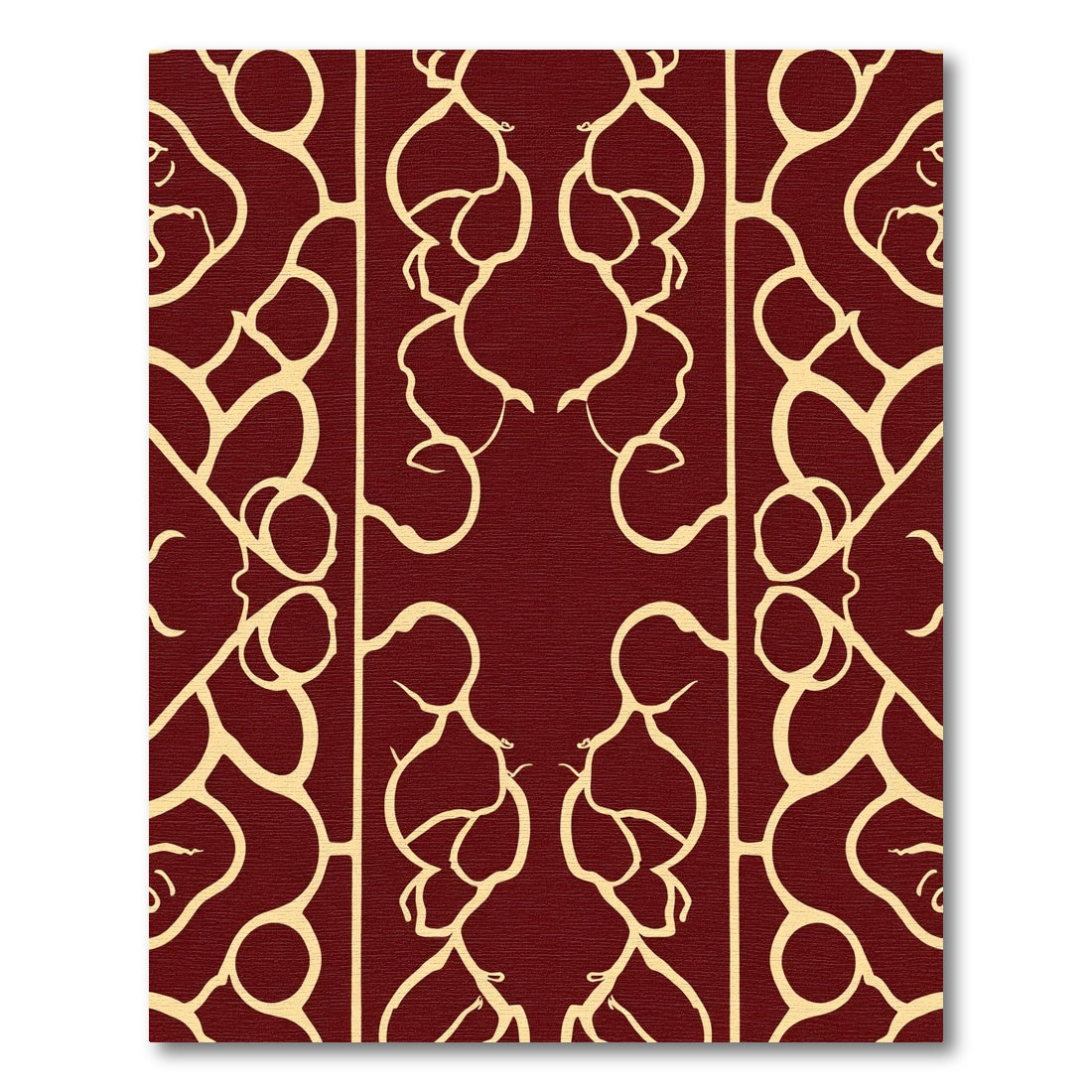 Rich Crimson Organic Vine Abstraction Rug
