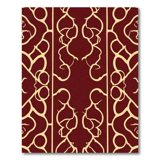Rich Crimson Organic Vine Abstraction Rug
