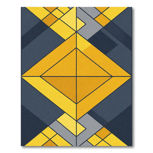 Modern Geometric Yellow Charcoal Diamond Rug