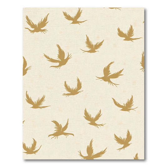 Golden Flying Birds Cream Background Rug