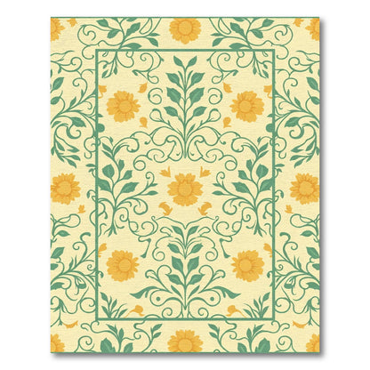 Vintage Yellow Floral Vine Rug